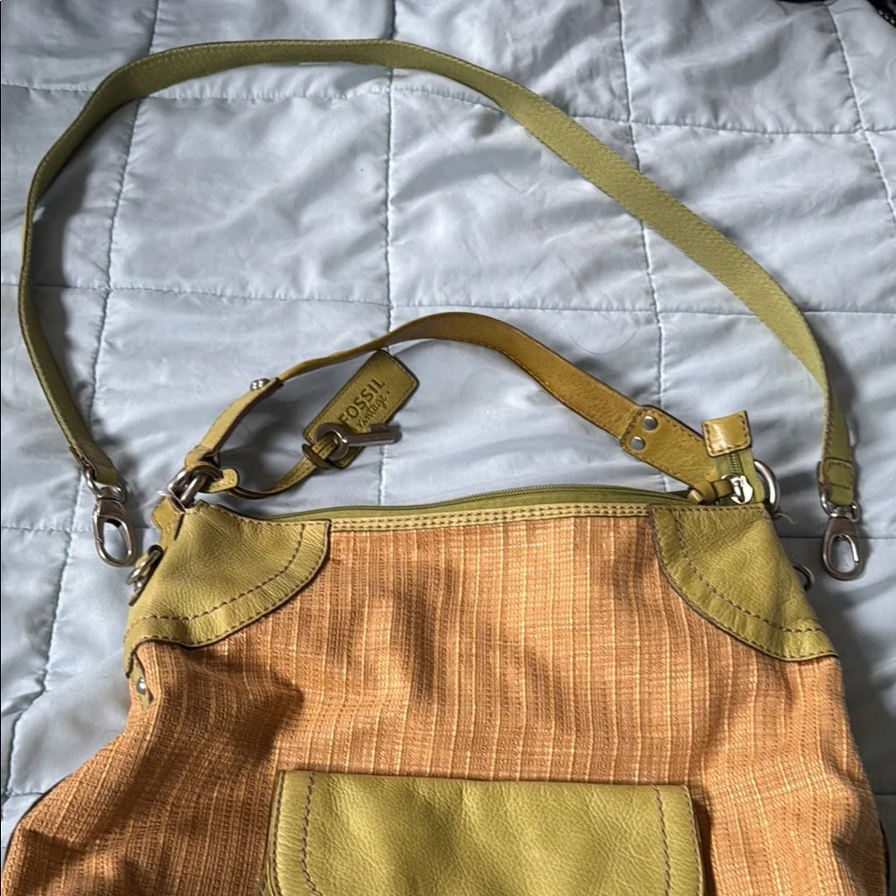 Fossil Yellow and Green Hobo Bag